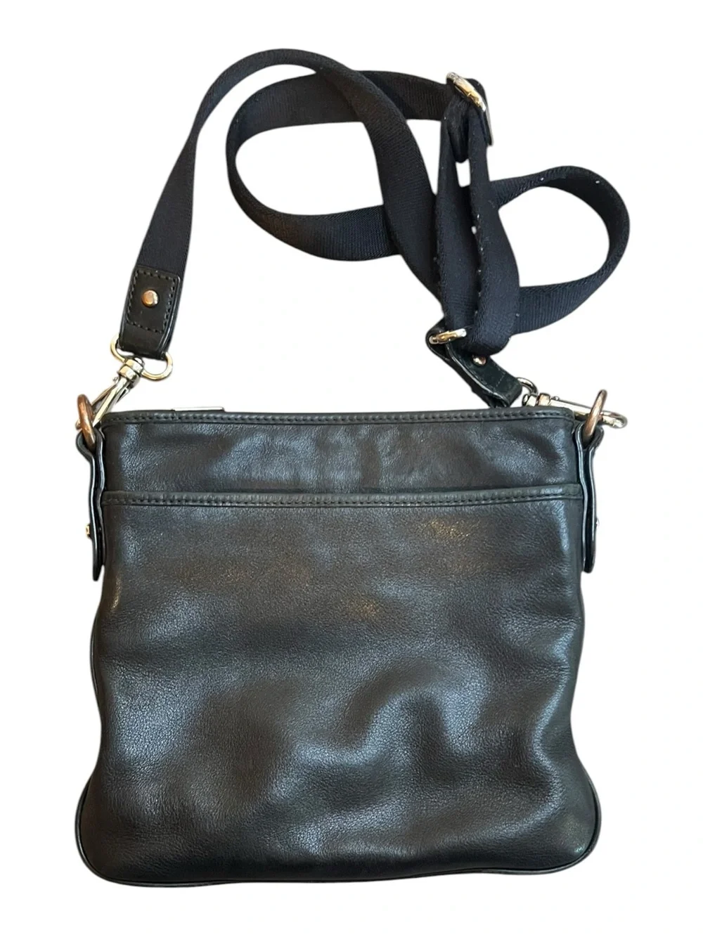Lauren Ralph Lauren LXVII Embossed Leather Messenger Crossbody Bag Black